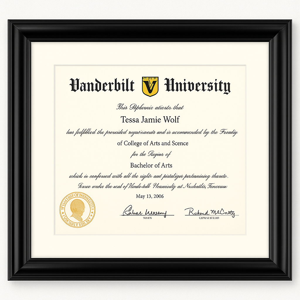 ELEGANT BLACK FRAME FOR 8.5x11 DIPLOMA
