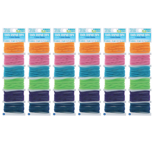 Thick Sparkle Elastic Cord, 6 Colors, 18 Yards Per Pack, 6 Packs