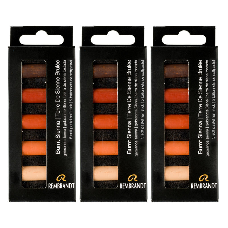Soft Pastels Micro Sets, Burnt Sienna Per Set, 5 Half Sticks, 3 Sets