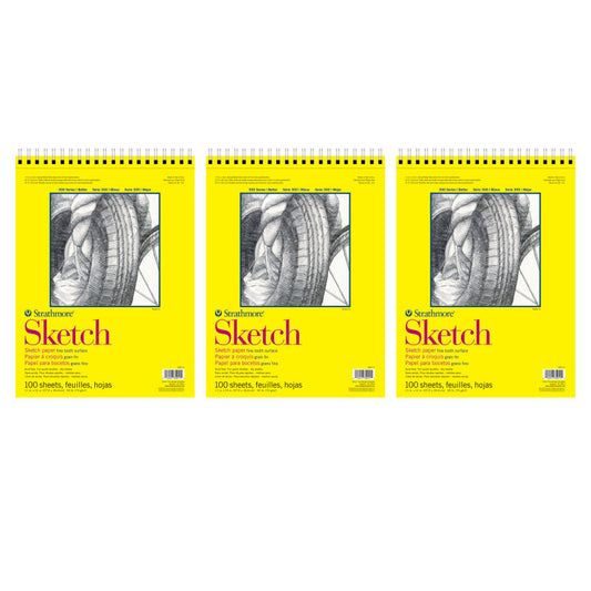 300 Series Sketch Pad, Side Wire Binding, 100 Sheets, 11x14 inch, Pack of 3