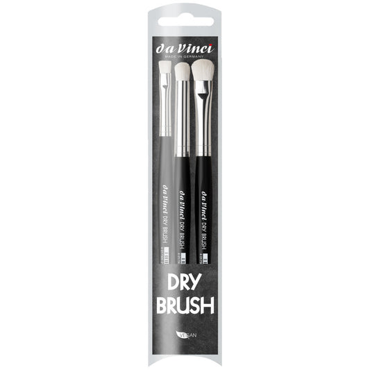 DRY BURSH Miniature Painting Brushes, Synthetic, All Paint Types, Assorted, 3 Brush Set