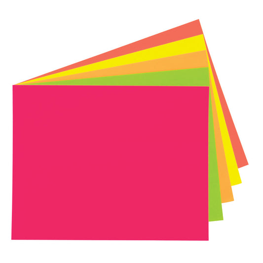 Poster Board, 5 Assorted Colors, Neon, 11" x 14", 5 Sheets