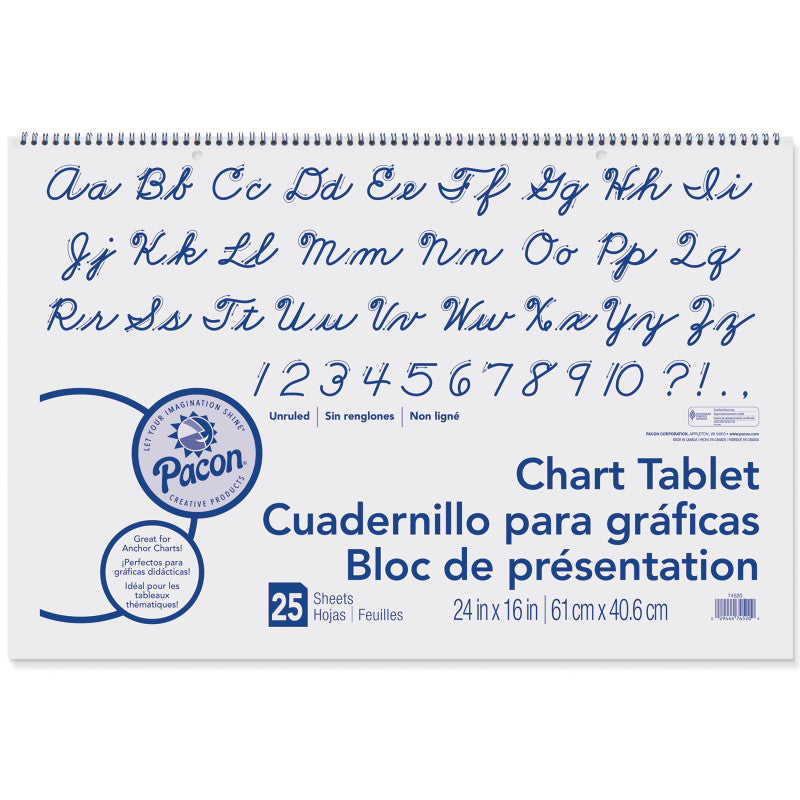 Chart Tablet, Cursive Cover, Unruled 24" x 16", 25 Sheets
