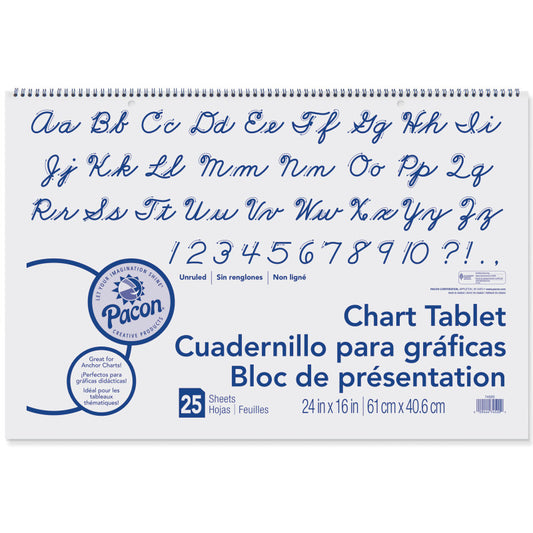 Chart Tablet, Cursive Cover, Unruled 24" x 16", 25 Sheets
