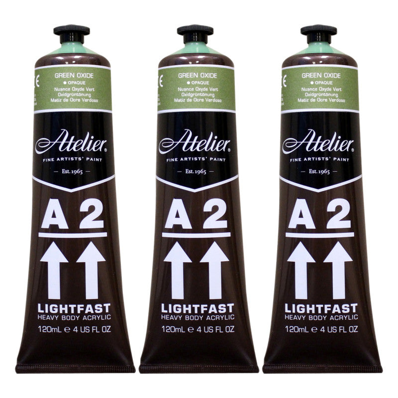 A2 Heavy Body Lightfast Artist Acrylic, 4 oz., Green Oxide Hue, Pack of 3