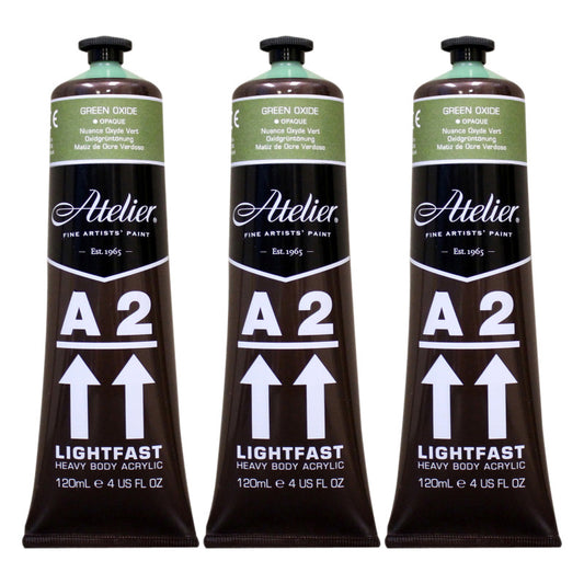 A2 Heavy Body Lightfast Artist Acrylic, 4 oz., Green Oxide Hue, Pack of 3