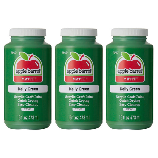 Acrylic Paint Matte, 16oz., Kelly Green, Pack of 3