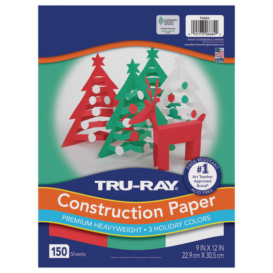 Construction Paper, Heavyweight, Holiday Assortment, 9" x 12", 150 Sheets