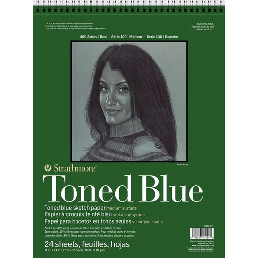 400 Series Sketch Pad, Recycled, Toned Blue, Top Wire Binding, 24 Sheet, 11x14 inch, 1 Count