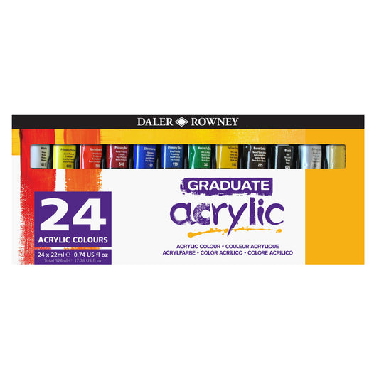 Graduate Acrylic Paint Set, Assorted Colors, 22ml, 24 Pieces