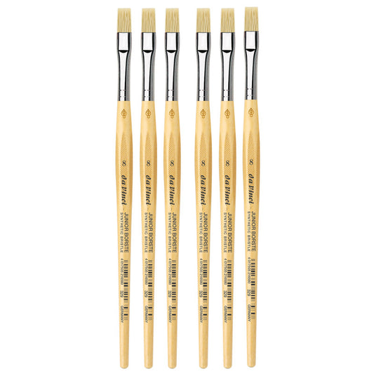 JUNIOR BORSTE Synthetic Student Brush, Synthetic, Tempera, Flat, Series 329, Size 8, Pack of 6