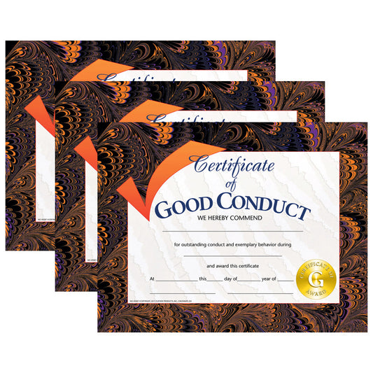 Certificate of Good Conduct, 8.5" x 11", 30 Per Pack, 3 Packs
