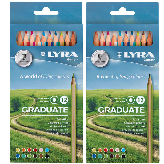 Graduate Colored Pencil Set, Assorted Colors, 12 Per Set, 2 Sets