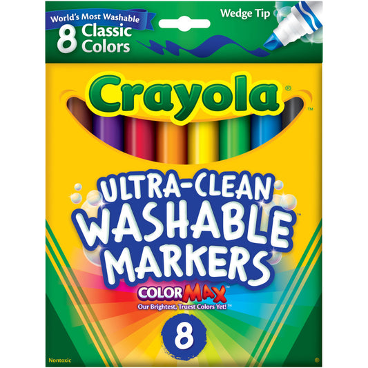 Ultra-Clean Washable Markers, Wedge Tip, 8 Count