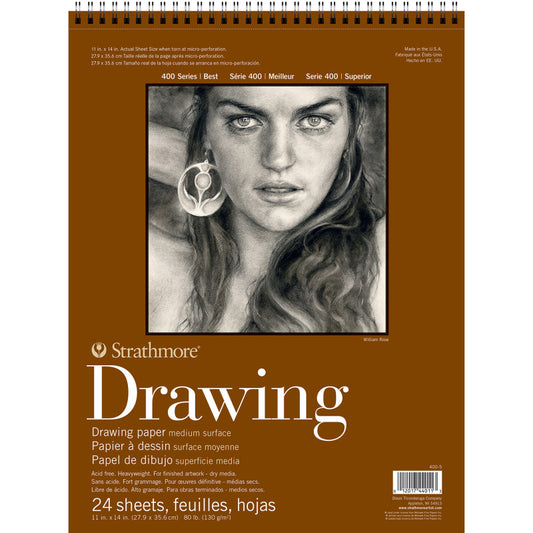 400 Series Drawing Pad, Smooth Finish, Wire Binding, 24 Sheet, 11x14 inch, 1 Count