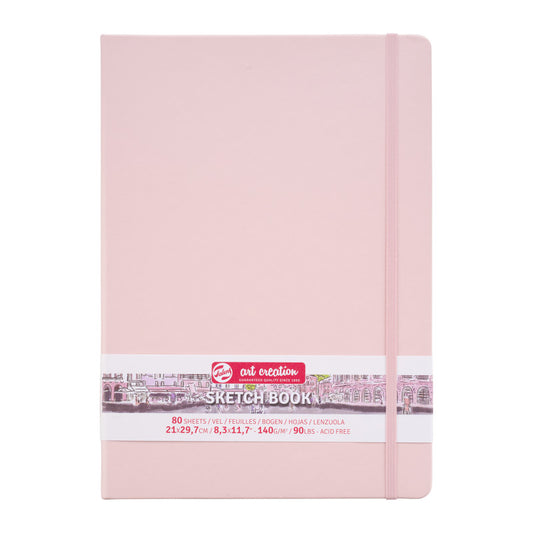 Sketchbook, 80 Sheets, 90lbs, Pastel Pink Cover, 8.3" x 11.7" (A4)