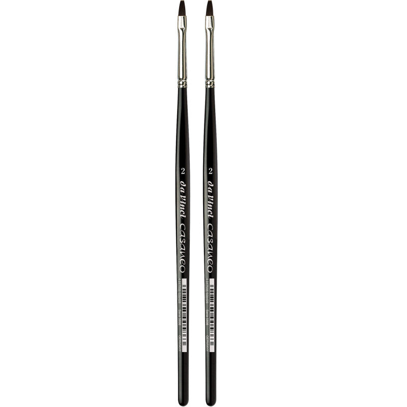 CASANEO Urban Sketching, Extra Soft Synthetic, Watercolor & Acrylic, Flat, Series 5898, Size 2, Pack of 2