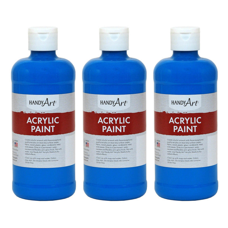 Acrylic Paint 16 oz, Cobalt Blue, Pack of 3