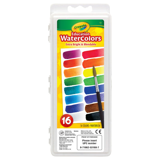 Education Oval Pans Watercolors Set, 16 Count