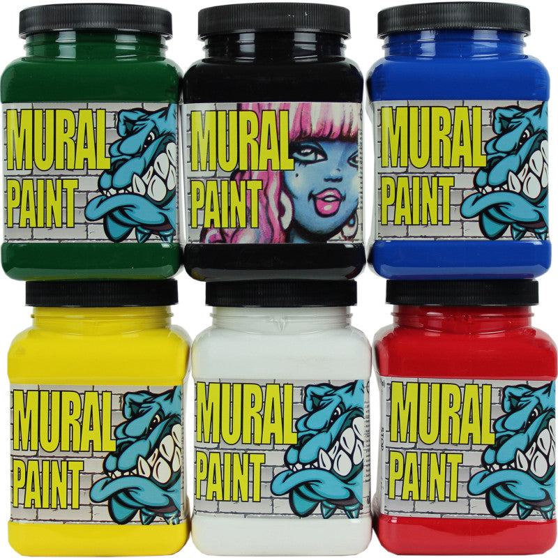 Mural Paint, Pint, 6 Primary Colors Set