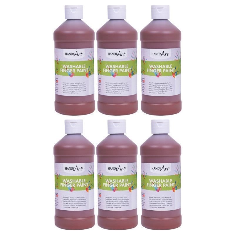 Washable Finger Paint, Brown, 16 oz., Pack of 6