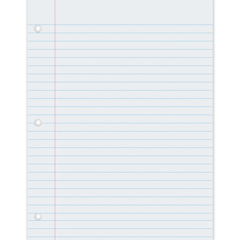 Composition Paper, White, 3-Hole Punched, Red Margin, 0.375" Ruled, 8-1/2" x 11", 500 Sheets Per Pack, 2 Packs