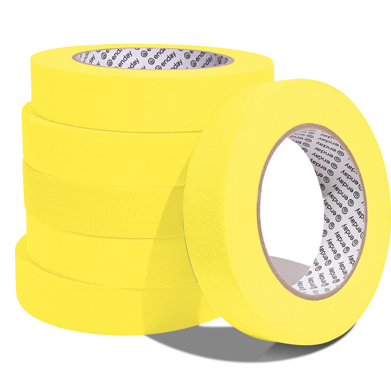 Masking Tape, 1" x 60 Yards, Yellow, Pack of 6