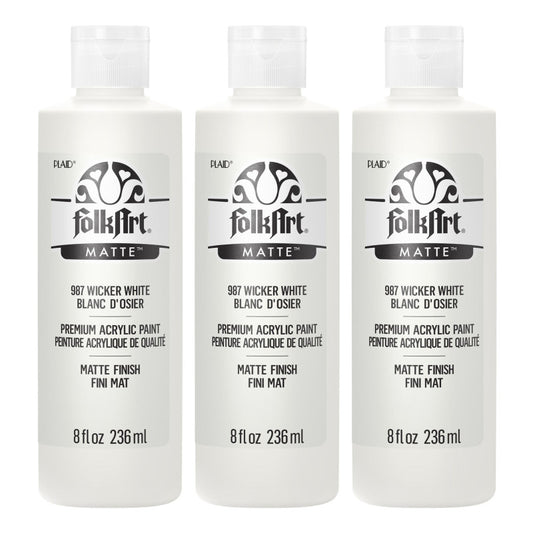 Acrylic Paint Matte, 8oz., Wicker White, Pack of 3