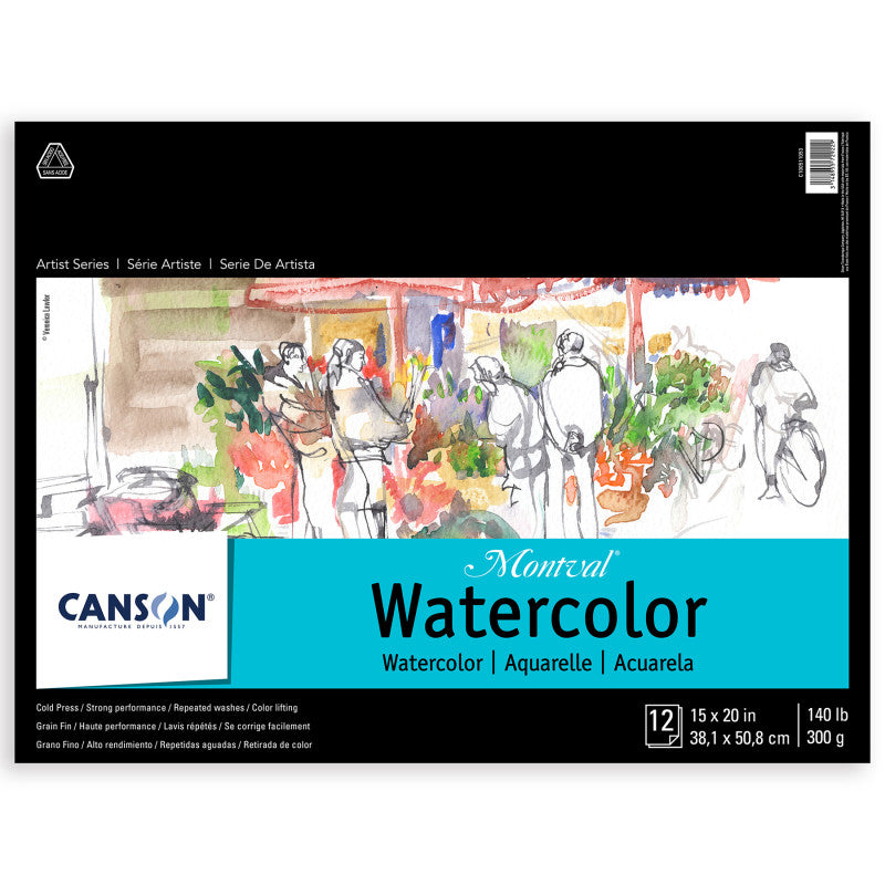 Artist Series Montval Watercolor Pad, Foldover Binding, Foldover Binding, 12 Sheet, 15x20 inch, 1 Count
