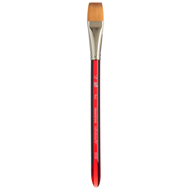 Velvetouch Wash Brush, Synthetic Bristles, Short Handle Mixed Media Paintbrush, Scarlet, Size 3/4 inch, 1 Count