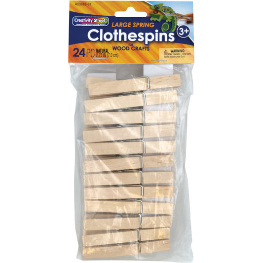 Spring Clothespins, Natural, Large, 2.75", 24 Pieces