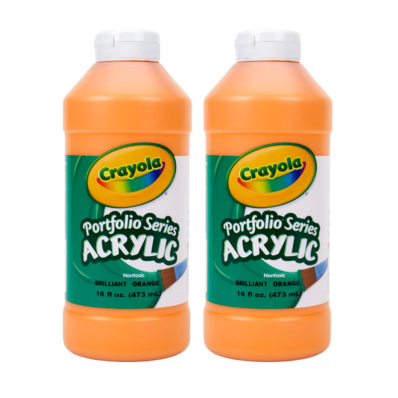 Portfolio Series Acrylic Paint, 16 oz., Brilliant Orange, Pack of 2