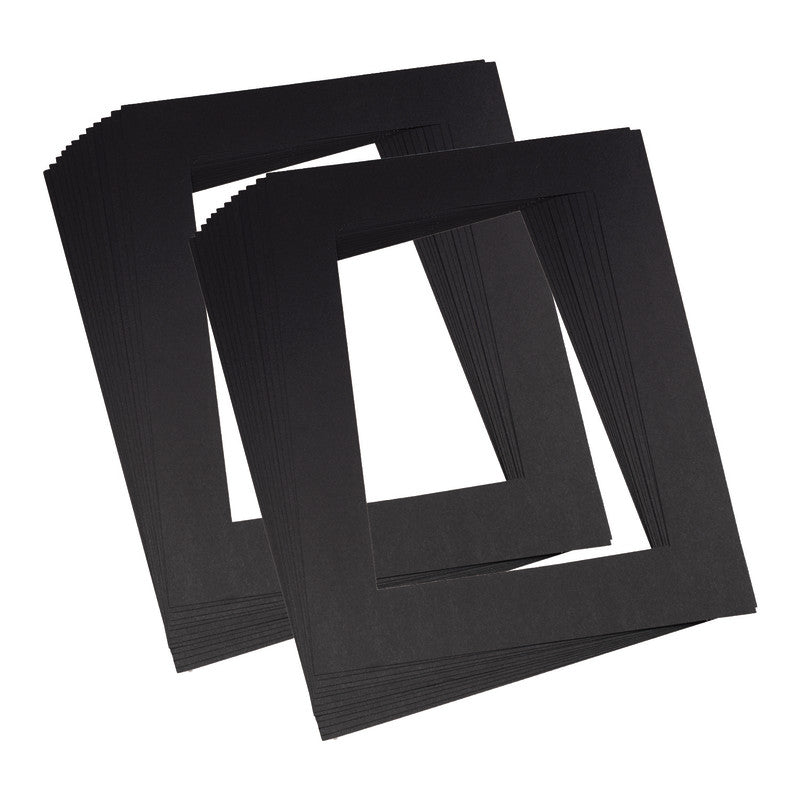 Pre-Cut Mat Frames, 11.5" x 16.75" Frame, 8" x 10.75" Window, Black, 12 Per Pack, 2 Packs