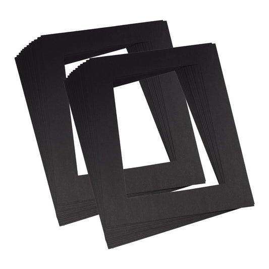 Pre-Cut Mat Frames, 11.5" x 16.75" Frame, 8" x 10.75" Window, Black, 12 Per Pack, 2 Packs