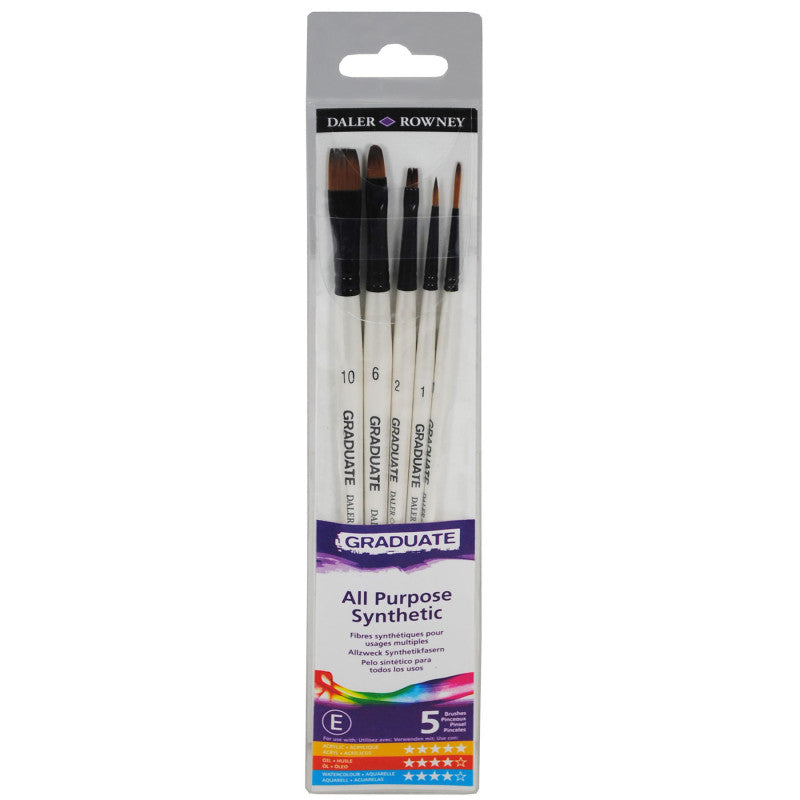 Graduate Classic Brush Set, Synthetic, 5 Pieces