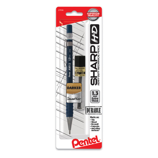 Sharp HD Mechanical Pencil (1.3mm), Dark Blue Barrel, (1) Super Hi-Polymer Lead Refill