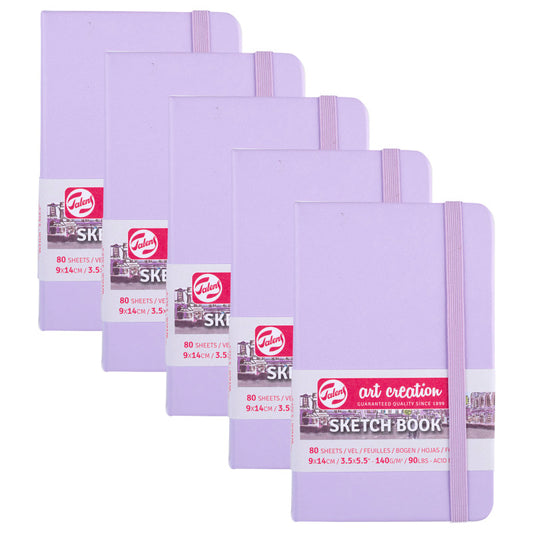 Sketchbook, 80 Sheets, 90lbs, Pastel Violet Cover, 3.5" x 5.5", Pack of 5