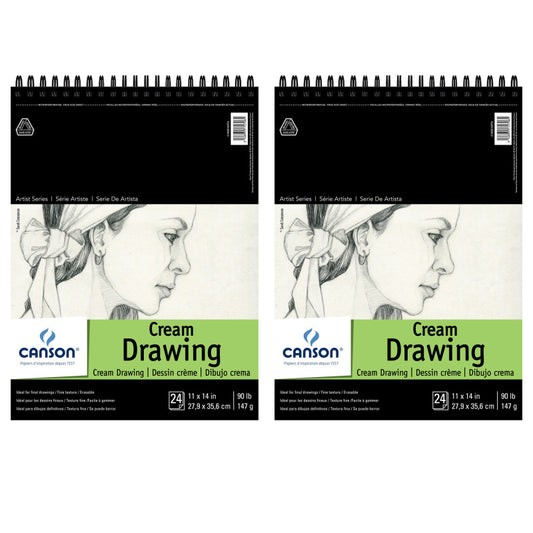 Artist Series Drawing Pad, Cream Tone, Top Wire Binding, 24 Sheet, 11x14 inch, Pack of 2