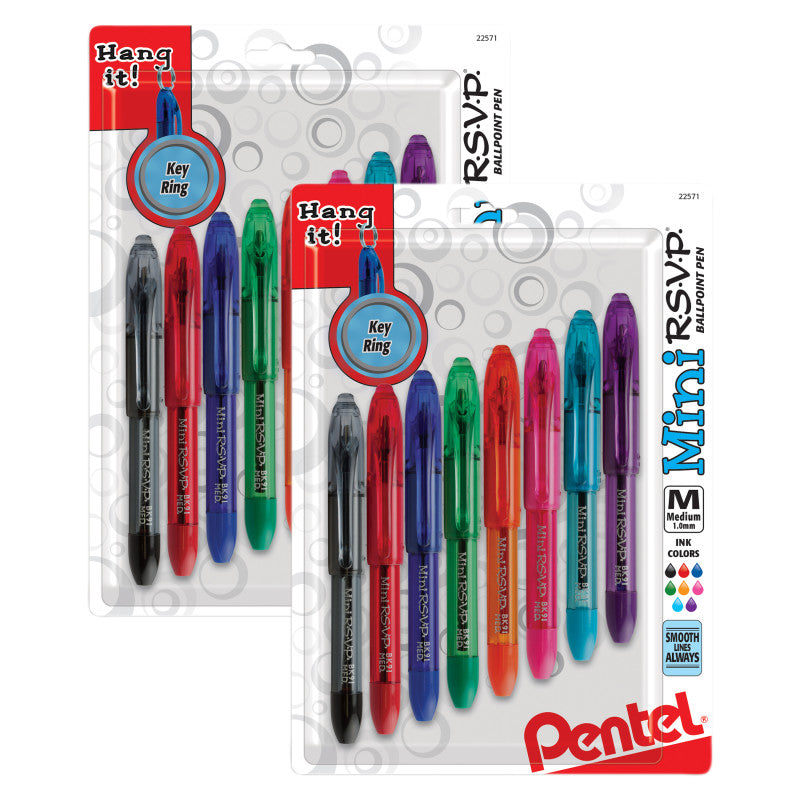 R.S.V.P.® Mini Ballpoint Pens, 8 Per Pack, 2 Packs