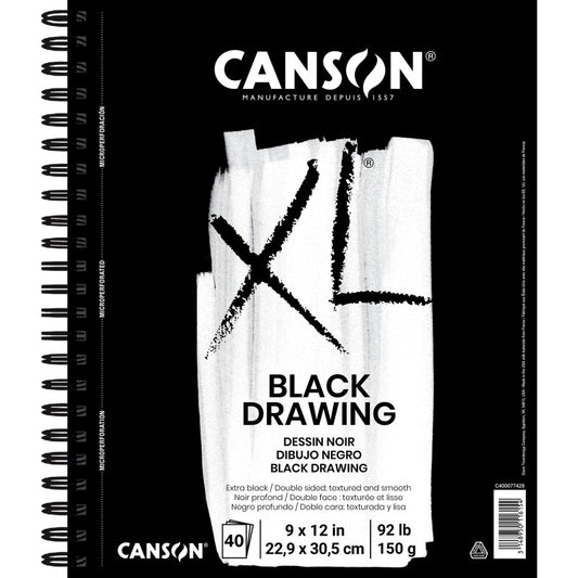 XL Series Drawing Pad, Black, Side Wire Binding, 10 Sheet, 9x12 inch, 1 Count