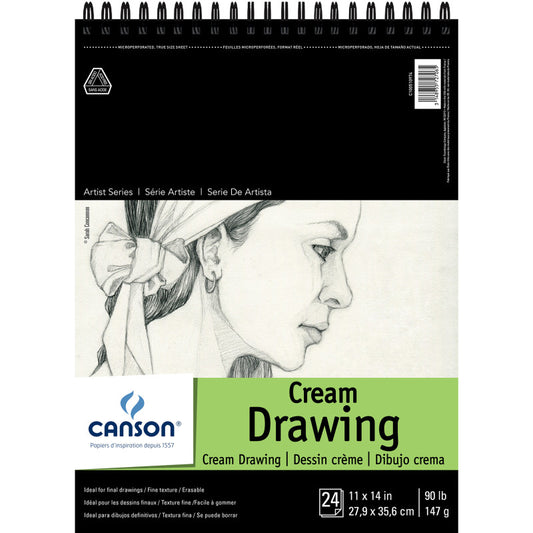 Artist Series Drawing Pad, Cream Tone, Top Wire Binding, 24 Sheet, 11x14 inch, 1 Count