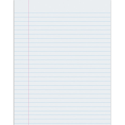 Composition Paper, White, Red Margin, 3/8" Ruled, 8-1/2" x 11", 500 Sheets
