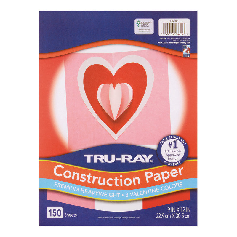 Construction Paper, Heavyweight, Valentine Assortment, 9" x 12", 150 Sheets