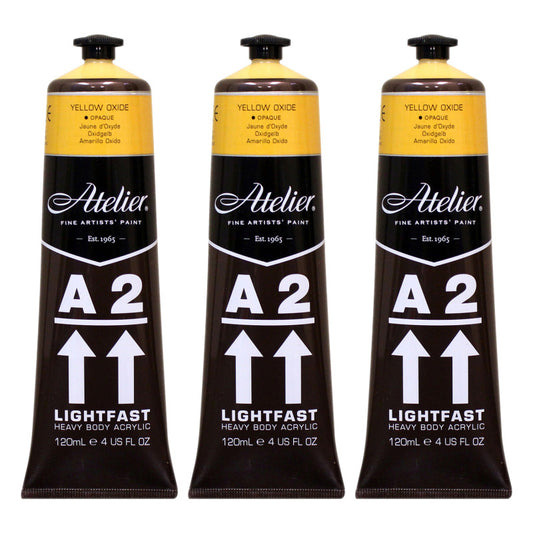 A2 Heavy Body Lightfast Artist Acrylic, 4 oz., Yellow Oxide, Pack of 3