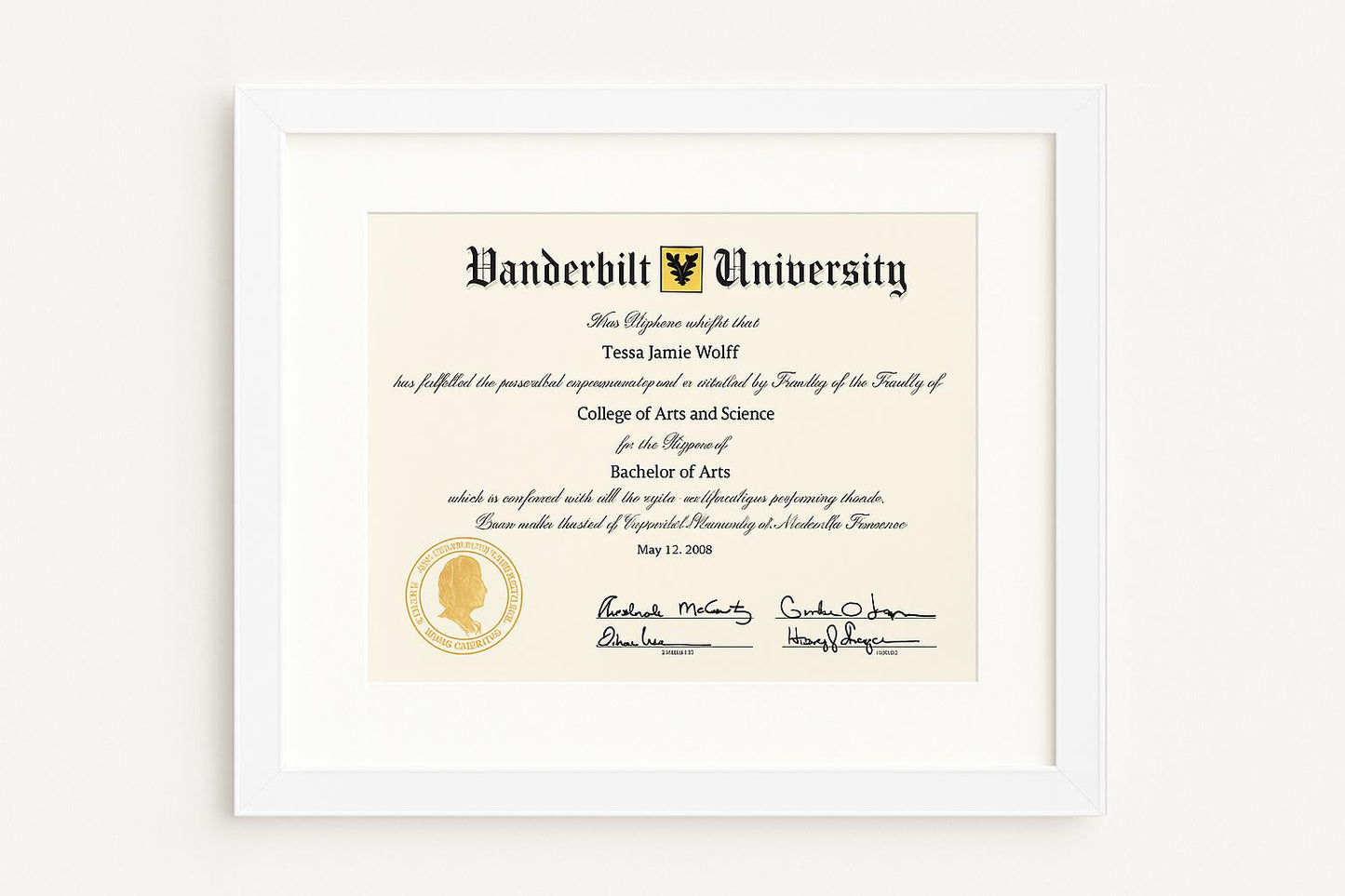 SIMPLE WHITE FRAME FOR 8.5x11 DIPLOMA