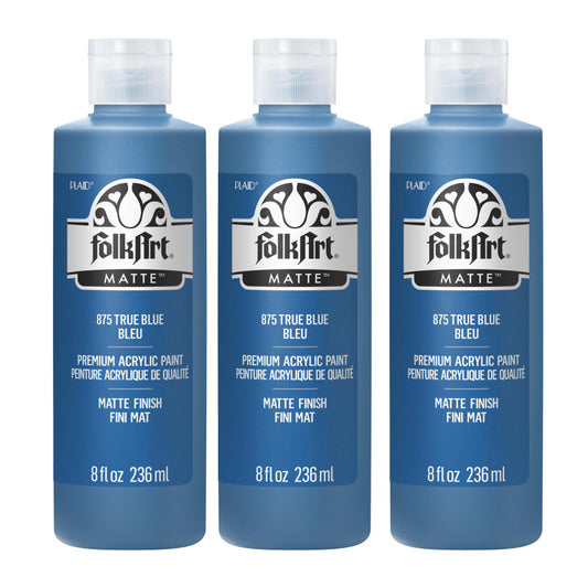 Acrylic Paint Matte, 8oz., True Blue, Pack of 3