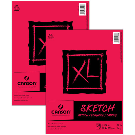 XL Series Sketch Pad, Foldover Binding, 25 Sheet, 9x12 inch, Pack of 2