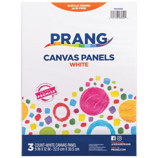 Canvas Panels, White, 9" x 12", 3 Panels