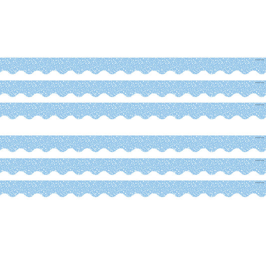 Composition Blue Scalloped Border Trim, 35 Feet Per Pack, 6 Packs