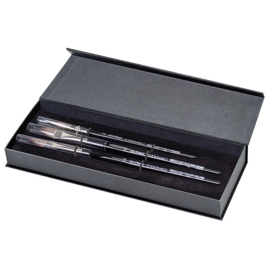 CASANEO Synthetic, Watercolor, 3-Brush Set in Gift Box with Magnetic Close